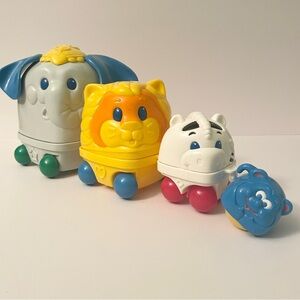Vintage Fisher-Price Nesting Animal Train Set 1995 Elephant Lion Zebra Bear